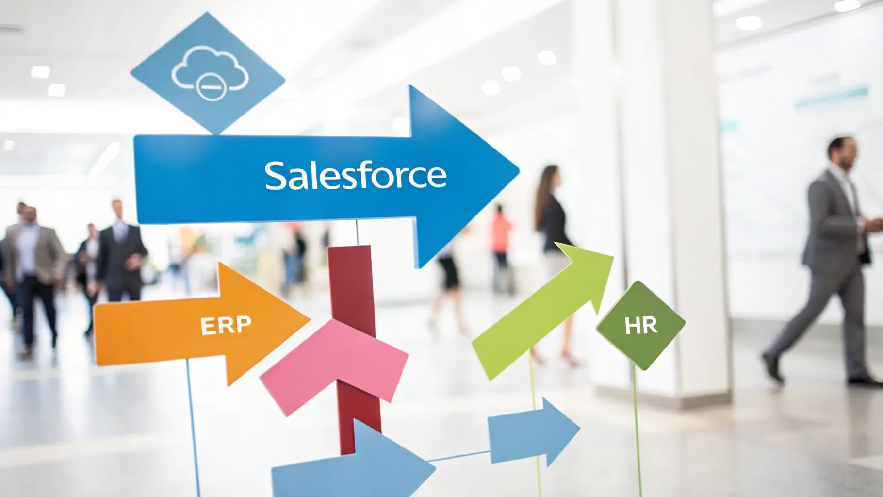 A diagram illustrating data flow between Salesforce, NetSuite, and Snowflake platforms, showcasing seamless integration.